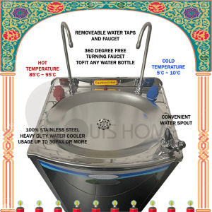 Heavy Duty Water Cooler / Dispenser - 50-200 pax, Stainless Steel Casing, Unlimited Hot & Cold Water Supply, Compressor Cooling - Taiwan Import