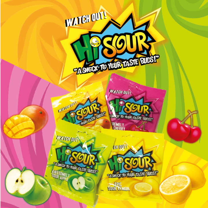 HI SOUR Sour Lemon 🍋 x 4 Pouch 25g - A Shocking Sour Candies | Lazada