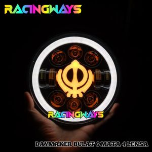 Daymaker Bulat 7 Inch Model Mahkota LED Halo Ring Mobil Motor Lampu Utama Harley Jeep Feroza Xsr