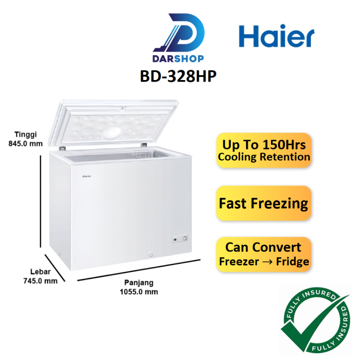 Haier Chest Freezer 332L Peti Freezer Murah Deep Freezer Peti Sejuk