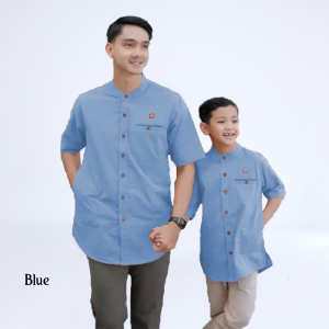 Kemeja Koko Couple Ayah dan Anak Polos Lengan Pendek Bahan Toyobo JU0157