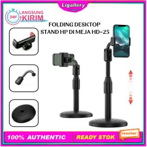 [Real Pict] 1Pcs Phone Holder Stand Meja HD-25 Folding Desktop Support HD25 Table Standing Berdiri untuk Meeting Review Vlog HD 25