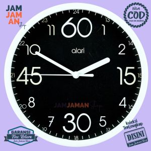Jam Dinding Analog Dekorasi Kamar Minimalis BestSeller Alari AL7177 Murah Black Bagus