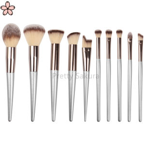 【Pretty Sakura】10 Pcs/Set Super Soft Makeup Brush set Foundation Powder Blush Eyeshadow Concealer Lip Eye Make Up Brushes Beauty Tools