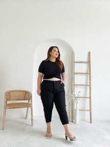 BIG SIZE SKINNY PANTS CELANA 7/8 PENSIL WANITA CURVY UKURAN JUMBO UKURAN BESAR PLUS SIZE XL XXL XXXL 3XL 5L 8L LP 130 BAHAN KATUN JEGGING STRETCH PINGGANG KARET KOREAN STYLE FASHION TER SALE DISKON