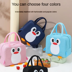 VIVOLILV 1pcs Fashionable Cartoon Convenience Contemporary Handheld Cute Penguin Bento Bag Lunch Bag Student Lunch Box Eco Friendly Durable Handbag