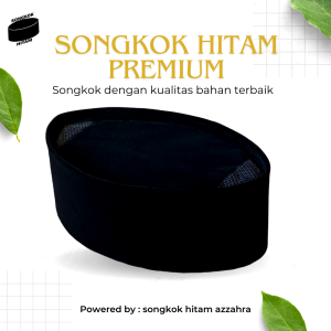 Peci Songkok Hitam AC Polos Tinggi 8 Bahan Premium