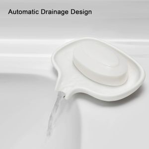 Non-slip Waterproof Soap Tray Self Draining Silicone Soap Dish Bar Soap Holder for Shower/Bathroom