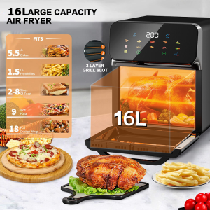 XIAOMI 16L Air Fryer Oven Digital Touch Multifunctional Household Large Capacity Bake Grill Smart Air Fryer Touch Screen Oil less cooking Multi-cooking functionality Air Fryer Kitchen 360°Baking Convection Oven Deep Fryer without Oil空氣炸鍋