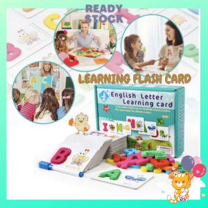 Early Learning Flash Card 3in1 Montessori English Alphabets Kids Learning Wooden Cards ABC Mainan Kad Imbas Budak Budak