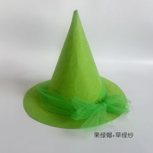 2026 New Halloween childrens witch hat for boys and girls non-woven costume prop with tulle wizard hat for girls