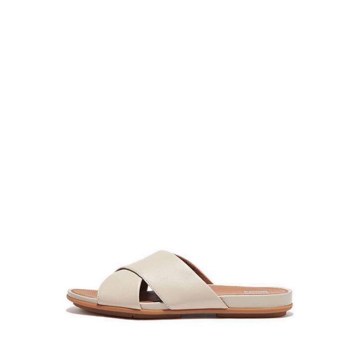 Fitflop Gracie Leather Cross Slides - Stone Beige | Lazada PH