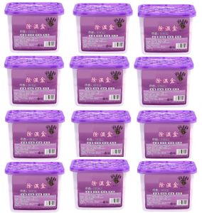 12 pcs DB8V 800ml Home Dessicant  800ml Dry Box Moisture Absorber and Dehumidifier Waredrobes container drier dryer balibayan shipping box moisture absorber  Set of 12 (Lavender)