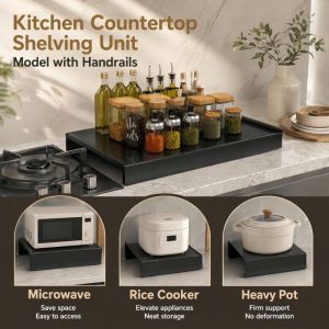 Kitchen Induction Cooker Stove Pot Holder Gas Range Cover Board Storage Rack Countertop Organizer Carbon Steel Rectangular Shelf