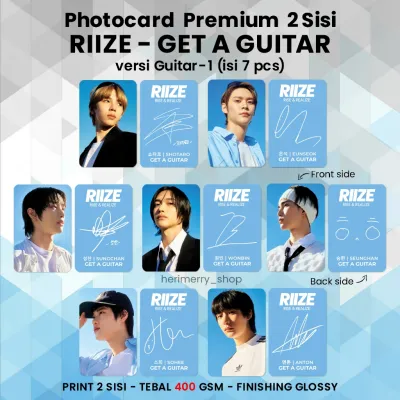 (ISI 7 PCS) Photocard RIIZE GET A GUITAR - Potocard PC Premium 2 Sisi Kartu Kpop Merch Unofficial