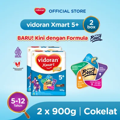 Vidoran Xmart 5+ Imun Up Susu Formula Cokelat [900 G/2 Box] - Exp : 09.2027
