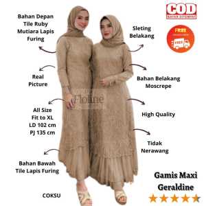 Floline Ols - TURUN HARGA Maxi Geraldine / Baju Gamis Brukat / Fashion Wanita Muslimah