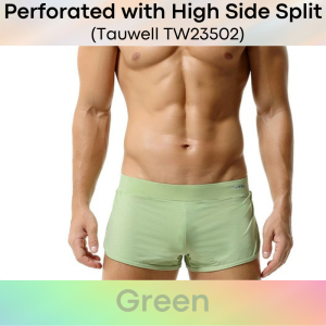 Mens Shorts : Perforated Breathability High Split with Inner Jockstrap Shorts (Tauwell TW23502)
