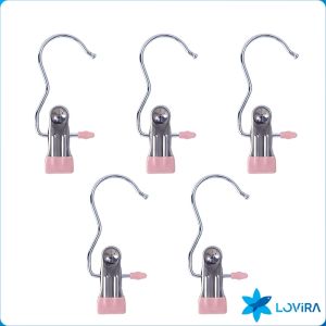 LoviRa Windproof with Hook Clothes Drying Clips Clothes Drying Hanger Stainless Steel Anti-slip Clip 5