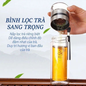Bình Pha Trà Thủy Tinh Inox 2 Ngăn 350ml – Lọc Trà Thông Minh Giữ Vị Trọn Vẹn Thiết Kế Sang Trọng