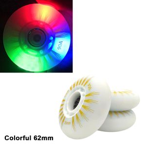 STYLETENK 4pcs 60mm 62mm Childrens Skating Shoes Flash Wheels LED Multicolors Roller Wheels Parts Flash Wheel for Outdoor Inline Skates Roller Skates