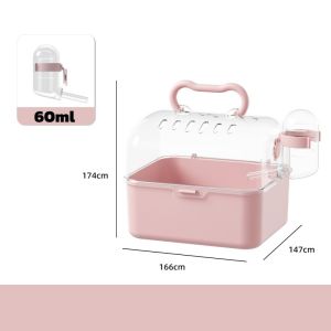 Hamster Travel Cage Portable Breathable Pet Carrier With Water Bottle Clear Case For Small Pets