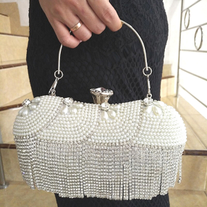 Tas Pesta Clutch Kondangan Dompet Pesta Premium Kristal Mutiara Import Mewah Premium Gagang 2805
