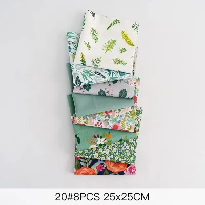 Pink Rose Pattern Patchwork Upholstery Fabric Cottton Twill Fabric For Sewing Quilt Doll Costume Scrapbook Decoration 6/7/8pcs