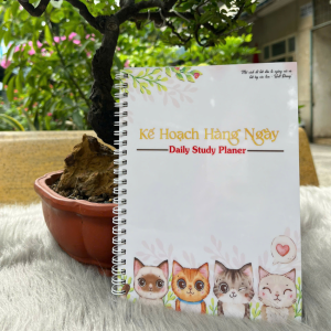 Sổ tay lò xo 120 trang loại kế hoạch hàng ngày mẫu 2 chất liệu bìa gỗ tráng gương kích thước 15x21cm