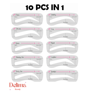 Cetakan Alis Eyebrow 1 Set isi 10 Pcs Alis Silikon Pencetak Alis 10 Stamp Template Kit TL004