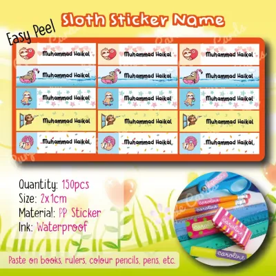 Sticker Nama 1x4cm 100pcs / Sticker Name Label / Cartoon Kids Sticker Waterproof / Sticker Label Product / Nama Murid