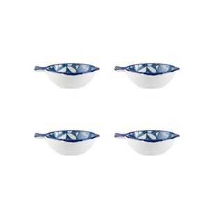 COUPLECOL 4PCS Gốm sứ Đĩa hình cá Phong cách Nhật Bản. Màu men dưới lớp phủ. Nước chấm gia vị giấm Dễ thương Phong cách cổ điển. Đĩa đựng món tráng miệng dành cho nhà bếp