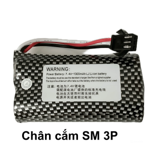 Pin 7.4V 1300mA dùng cho xe điều khiển từ xa tàu thuyền cano chân cắm SM 3P loại pin 18650
