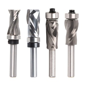 Ultra-Perfomance Compression Flush Trim Solid Carbide Router Bit for Woodworking End Mill 1/4" 6mm Shank 4 Types Steel