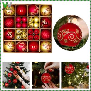 Christmas Festive Decorations 44Pcs Plastic Xmas Balls in Bright Red Green Gold for Tree and Home Decor