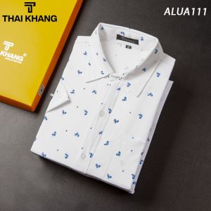 Áo sơ mi nam ngắn tay trung niên THÁI KHANG vải lụa co giãn mềm mịn form rộng classic ALUA11