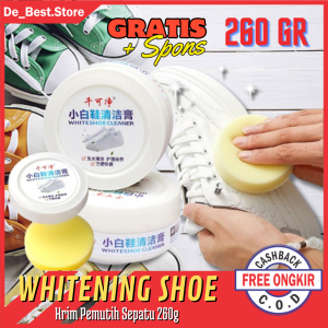 Krim Pembersih & Pemutih Sepatu Anti Bakteri Hypoallergenic 260g - Warna Putih dengan Spons