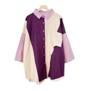 Kemeja Blus Wanita Oversize Maiza Shirt Premium Linen Motif Geometris Lengan Penuh Kekinian Terbaru.
