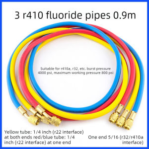 R410A Aircon Refrigerant Charging Hose Set Brass Fitting 0.9/1.2/1.5M HVAC Air Conditioning Tool