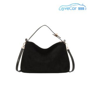 Stylish Women Faux Suede Shoulder Bag with Multiple Compartments Solid Color Crossbody Bag for Daily Use