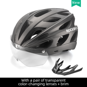 ROCKBROS Bicycle Helmet with Photochromic Goggles & Brim Visor Men Women MTB Road Safety Riding Ultralight Bike Cycling Helmets