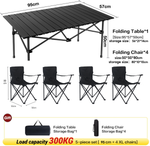 【COD】(Black 7-piece set) Set Folding table and chair Camping Chair Bench/Folding Chair Camping Chair Buy one get Seven