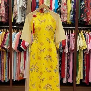 (HCM) - Áo dài cách tân gấm hoa Mai Đào ngày tết AD198 phối chân váy lưới chất liệu cao cấp 6 size 3 màu aodaitet2026 aodaicachtan