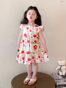 สาวแต่งตัวชุดฤดูร้อนใหม่ 2025 ดอกไม้เสื้อกั๊กกระโปรงสไตล์ต่างประเทศเด็กเจ้าหญิงกระโปรงฤดูร้อนสาวน้อย