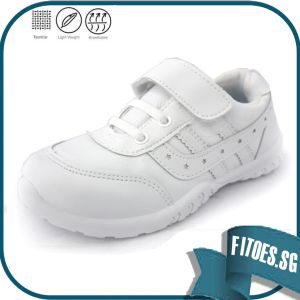 *SG Seller* Checker 1640P Neckermann 9276 Vel-cro Lace School Shoes White Black