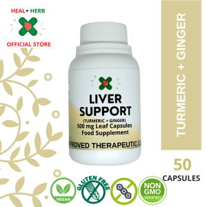 Heal + Herb Liver Support Capsules with Turmeric & Ginger for Liver Problems & Antioxidant 50 and 100 Capsules