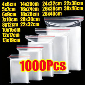 100-1000Pcs Small Zip Lock Plastic Bags Transparent Plastic Clear Storage Bag Jewelry Food Packing Reclosable Zipper Sealing Bag2026