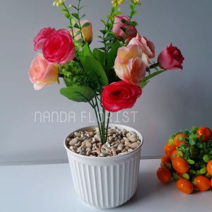 Azgalery PBP15 / Pot Bunga Hias Plastik tanaman Palsu Bonsai /Bunga Mawar Plastik Pot Plastik COD