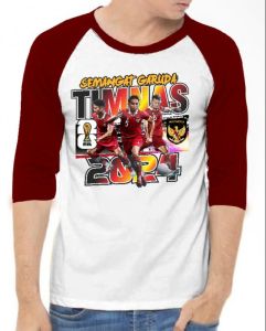 KAOS RAGLAN PRIA WARNA SABLON TIMNAS GARUDA U23\ KAOS RAGLAN PRIA LENGAN 3\4 ATASAN PRIA / KAOS MURAH / KAOS DISTRO / KAOS SIMPLE / T-SHIRT PRIA