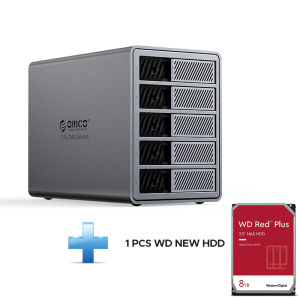 ORICO 5 Bay DAS 40Gbps Daisy Chain HDD Docking Station Type-C 3.5 HDD Case Soft RAID Compatible for Thunderbolt 3 Cooling Fan